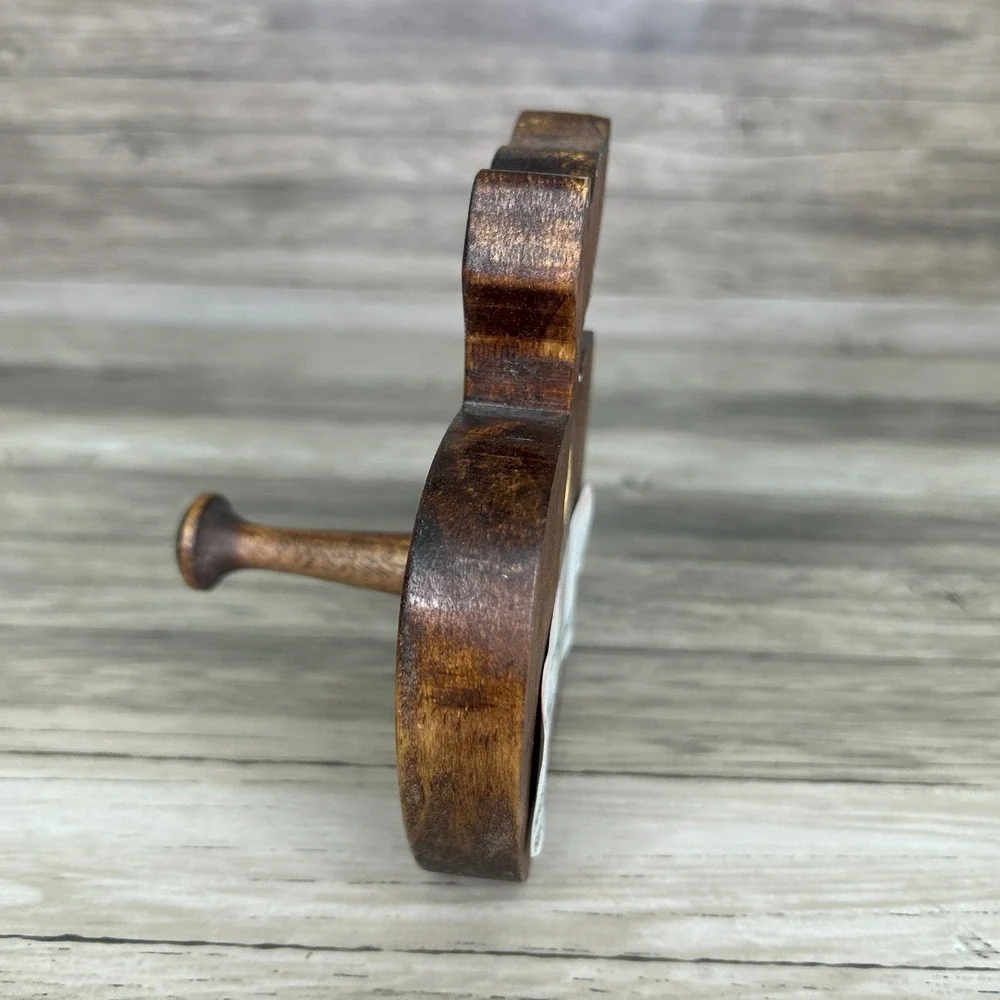 Vintage Wooden Apple Peg Hook Wall Hanging Country Rustic Cottage Birch Mahogany